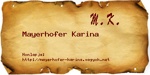 Mayerhofer Karina névjegykártya